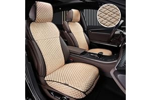 XZPILINA Breathable Car Seat Cover,Front Seat Protector,Luxury Driver Seat Cover, Universal Car Seat Cushion,Suitable for All Seasons,Airbag Compatible(Beige，2PCS)