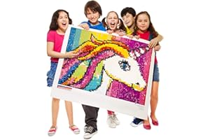 STICKTOGETHER Huge Mosaic Puzzle Poster Kits | Group Project | No Mess Paint by Sticker | Stay at Home Activity | Classroom | One Sticker at a Time! | Large Unicorn | Learning Fun | 40” X 36” Giant Poster
