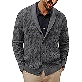 PJ PAUL JONES Mens Cardigan Sweater Cable Knit Sweaters Shawl Collar Texture Solid Cardigans