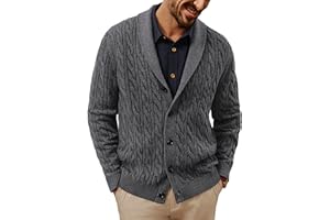 PJ PAUL JONES Mens Cardigan Sweater Cable Knit Sweaters Shawl Collar Texture Solid Cardigans