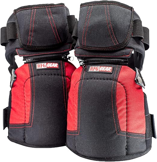 Professional Construction Flooring Knee Pads For Work With Comfortable Heavy Duty Gel Foam 3 No Slip Straps 2 Versatile Tool Belts By Rfg Gear