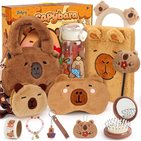 Kawaii Capybara Hair Clips Headband Hair Ties with Bracelet Necklace Stickers Amazon.com: Capybara Gifts for Girls Capybara Stuff with  main image 3