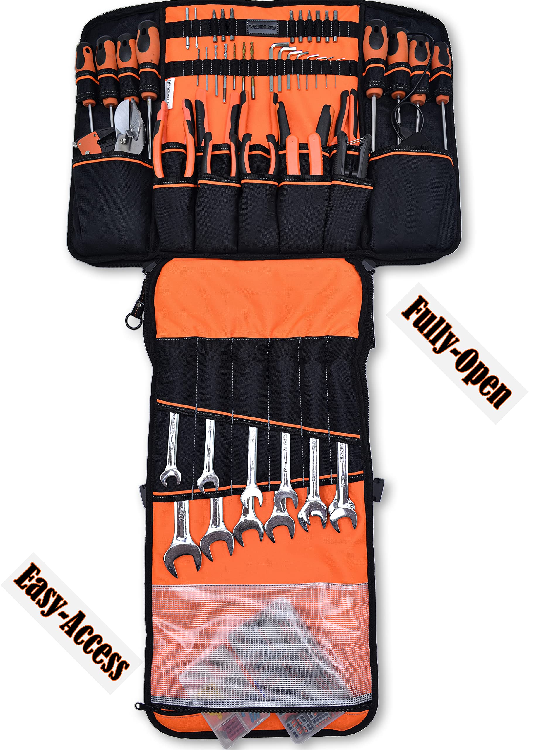 WELKINLAND Full-Open Tool backpack, Tool backpack for men,Tools backpacks for electricians,Tools Back Pack Bag