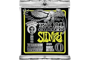 Ernie Ball Regular Slinky Coated Titanium Electric Guitar Strings, 10-46 Gauge (P03121)