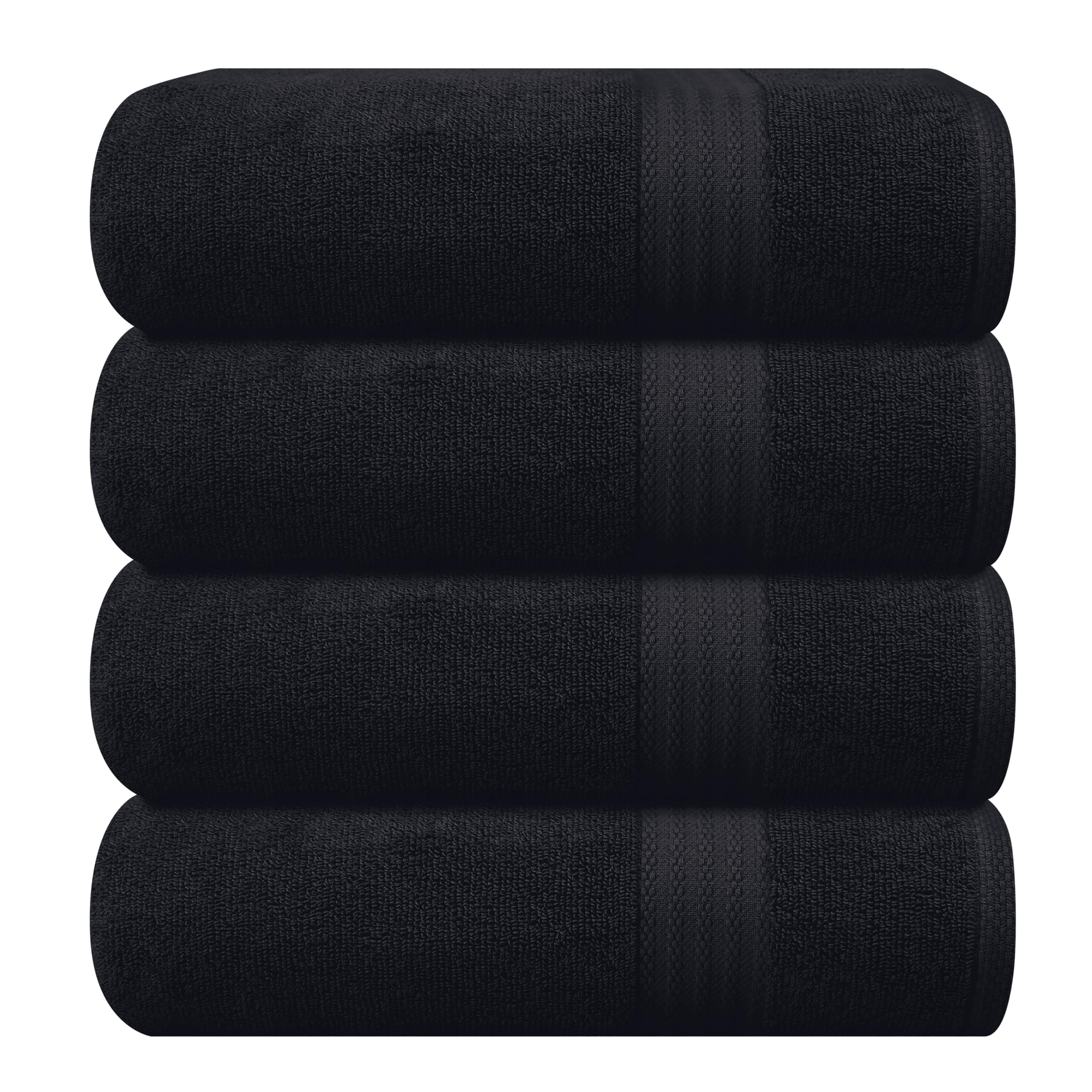Photo 1 of GLAMBURG Premium Cotton 4 Pack Bath Towel Set - 100% Pure Cotton - 4 Bath Towels 27x54 - Ideal for Everyday use - Ultra Soft & Highly Absorbent - Black