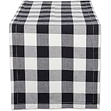 DII Buffalo Check Collection, Classic Farmhouse Table Runner, 14x72, Black & White