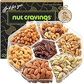 NUT CRAVINGS - Valentines Day Mixed Nuts Gift Basket in Black Gold Box (7 Assortments, 1 LB) Treats for Adults, Food Arrangement, Healthy Snack Care Package, Kosher