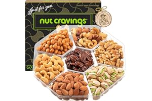 NUT CRAVINGS Gourmet Collection - Mixed Nuts Gift Basket in Black Gold Box (7 Assortments, 1 LB) Teacher Appreciation Arrangement Platter, Birthday Care Package - Healthy Kosher