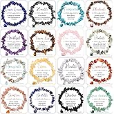 CASDAN 16Pcs Natural Gemstone Bracelets for Women Chakra Crystals Irregular Chips Beads Stretch Bracelets Bulk Colorful Natural Stone Gravel Spiritual Beaded Bracelet Jewelry