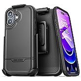 Encased for iPhone 17 Phone Case with Belt Clip, (Rebel Armor) Protective Case with Camera Control Button and Holster (Compatible with MagSafe) Black