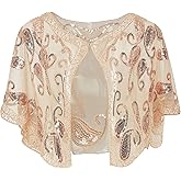 BABEYOND 1920s Shawl Wraps Sequin Beaded Evening Cape Bridal Shawl Bolero Flapper Cover Up
