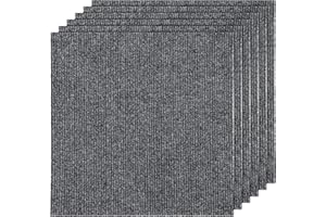 Carpet Tiles Peel and Stick 20pack, 12" x 12" Self Adhesive Floor Tiles Home Furnishings, Anti-Slip Squares Soft Padded,Hardw