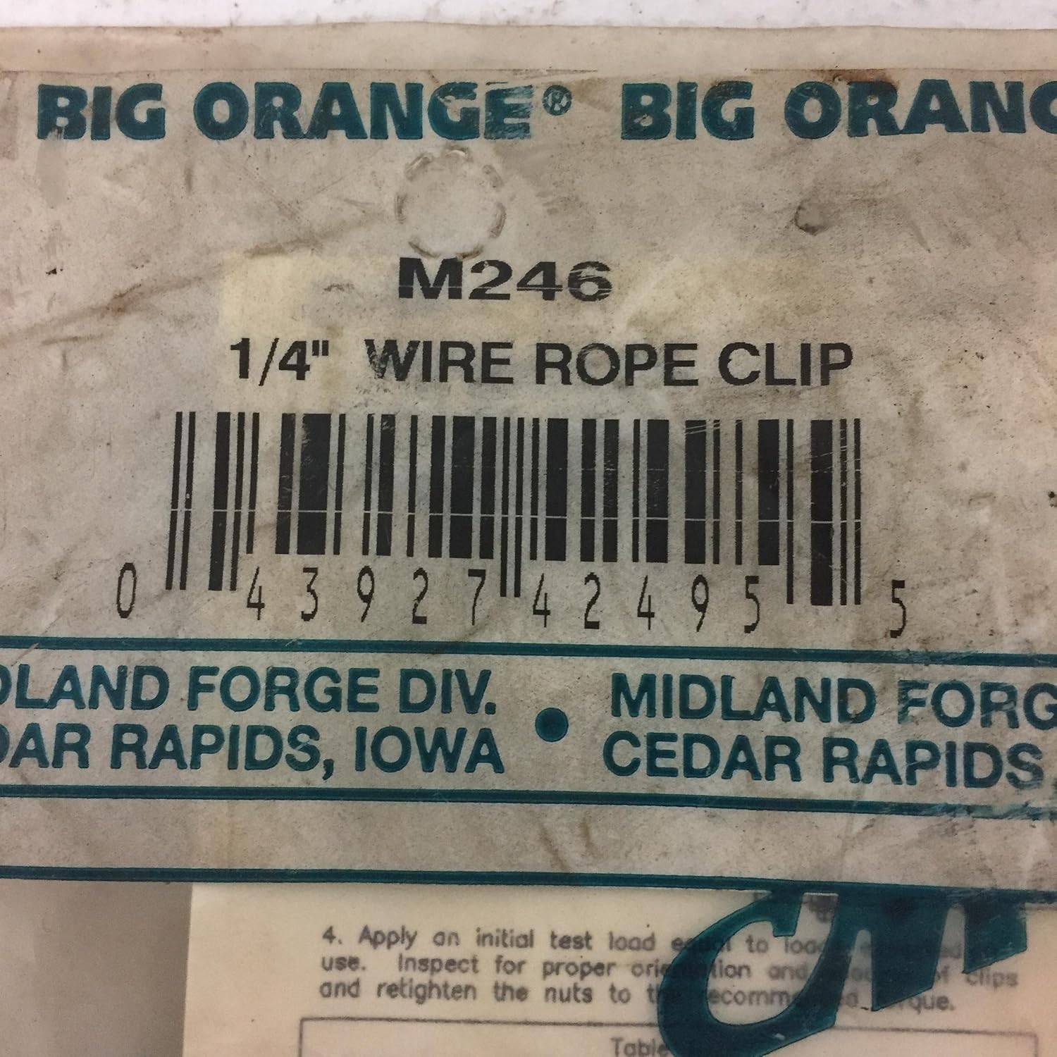 Columbus Mckinnon M246 Wire Rope Clip Steel 1 4 Size 18 Lbs