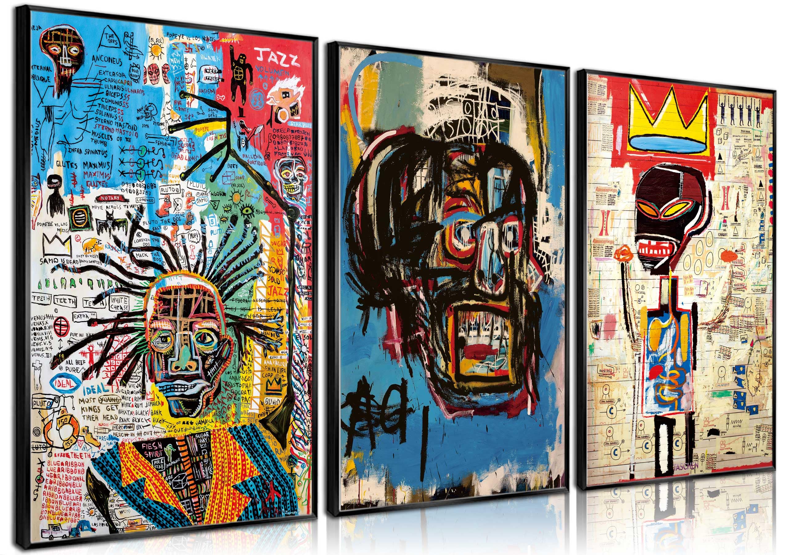 3 Pcs Street Wall Art Modern Abstract Pictures Poster Prints Wall Decor Artist Blue Color Print Canvas Painting for Living Room Bedroom Bathroom Office Home Decorations Unframed