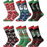 Glitopper 6 Pairs Funny Christmas Socks for Men Women Animal Ugly Novelty Men Ugly Sweater Gifts Holiday Crew Cotton Socks for Christmas Stocking Stuffers Xmas Party Gifts