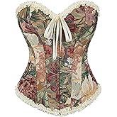 FGSS Women's Corset Top Bustier Renaissance - Vintage Lace Up Floral Print Corset Bodyshaper Boned Overbust