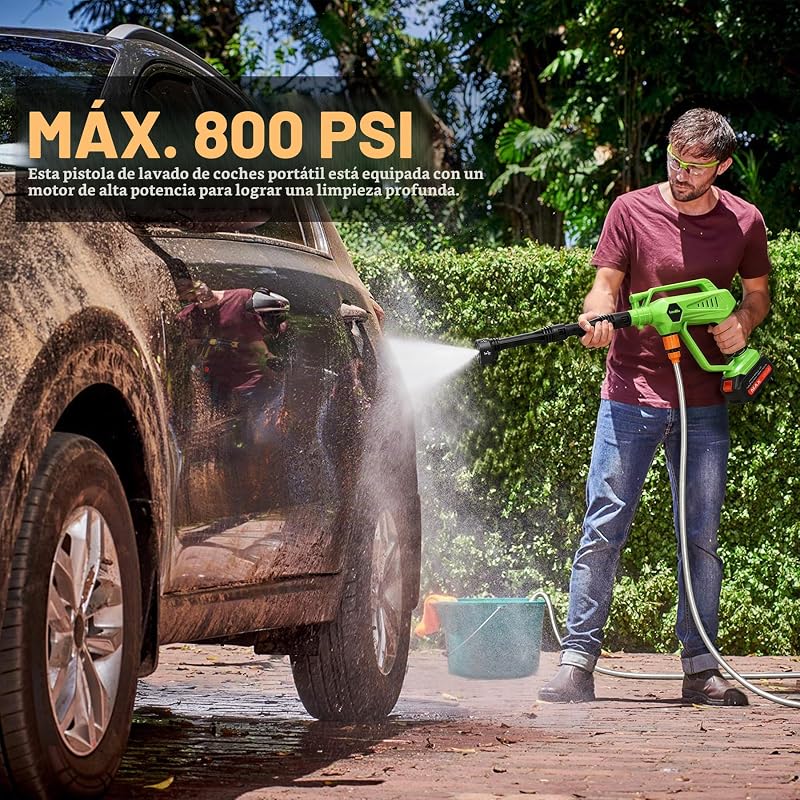 Lavadora de alta pressão, lavadora portátil a bateria de 800PSI