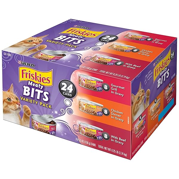 FRISKIES WET CAT FOOD, MEATY BITSVARIETY PACK, (24) 5.5 OZ CANS
