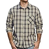 JOGAL Long Sleeve Shirts for Men Plaid Button Down Shirt Mens Casual Cotton Button Up Pocket Shirt