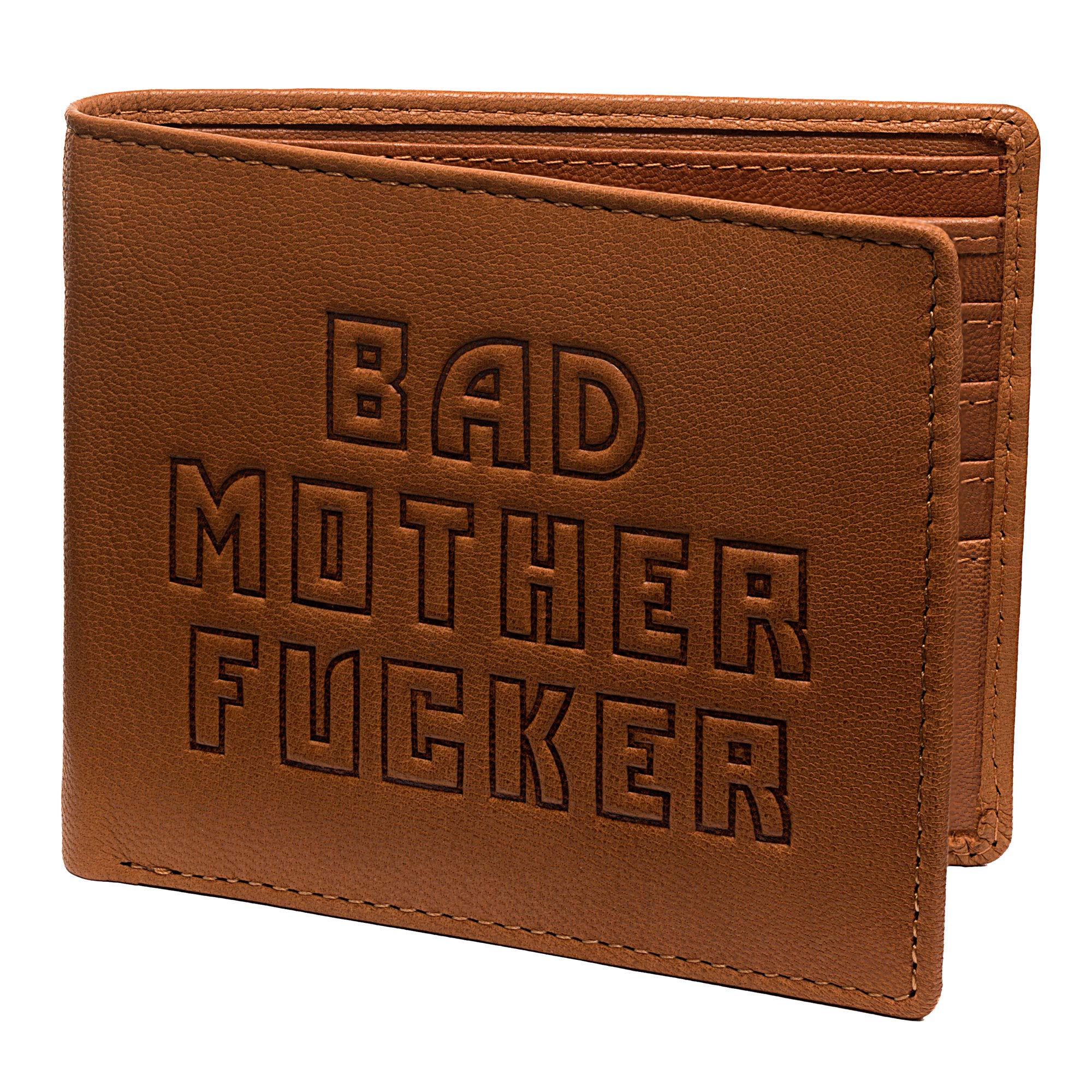 Bad Mother Fu**er Mofo Wallet, Real Leather, Tan - Licensed