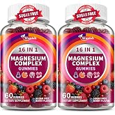 2 Packs-Magnesium Complex Gummies for Women Men, 16-in-1 Deep Calm Magnesium Gummy with bisglycinate Citrate Malate Taurate - Ashwagandha, L-Theanine Support Relaxation, Sleep, Muscle&amp;Heart, Berry