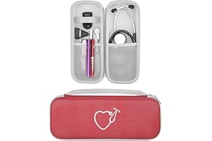 YINKE Travel Case for 3M Littmann Classic III/Lightweight II S.E./ Cardiology IV Stethoscope & MDF Acoustica Stethoscope, Carrying Storage Bag Cover Organizer (Coral red)