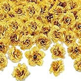 Syhood 100 Pieces Artificial Roses Head 1.77 in Fake Silk Rose Head DIY Fake Heads for Wedding Flower Wall DIY Crafts Bouquet Decoration(Gold)