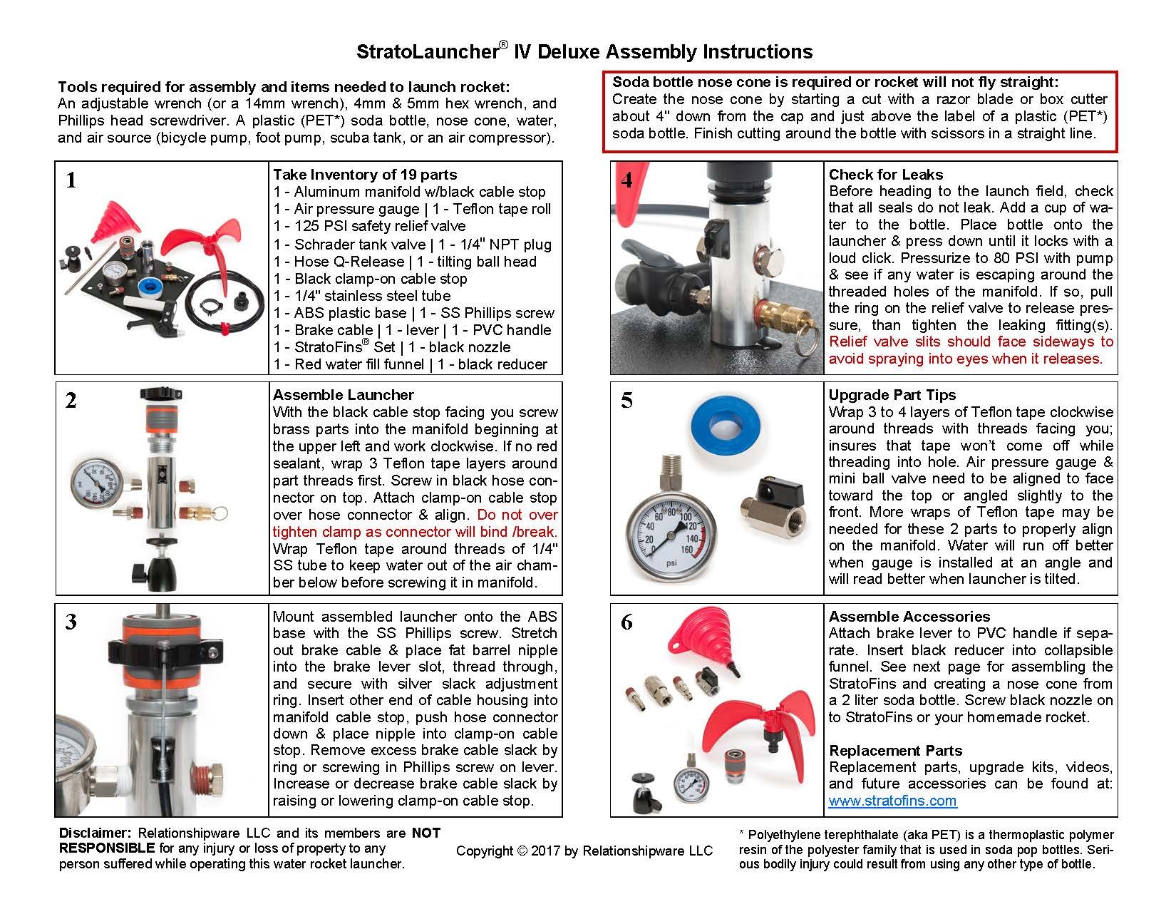 Relationshipware StratoLauncher IV Deluxe Tilting Water Rocket Launcher + StratoFins Kit
