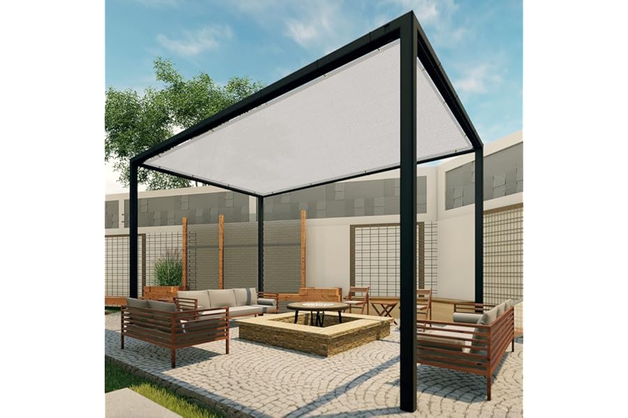 Patio Paradise 16' x 32' Sun Shade Cloth with Grommets Rectangle Shade Sail Canopy Pergola Cover with Straight Edge, UV Block Fabric for Backyard Deck Outdoor Activities, Light Grey