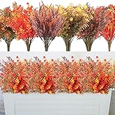 Zeyune 24 Bundles Thanksgiving Artificial Fall Flowers Indoor Outdoor Decor Autumn Fake Plants Flowers for Outside Faux Plastic Flowers for Decoration Fake Mums Plants for Home Wedding Party
