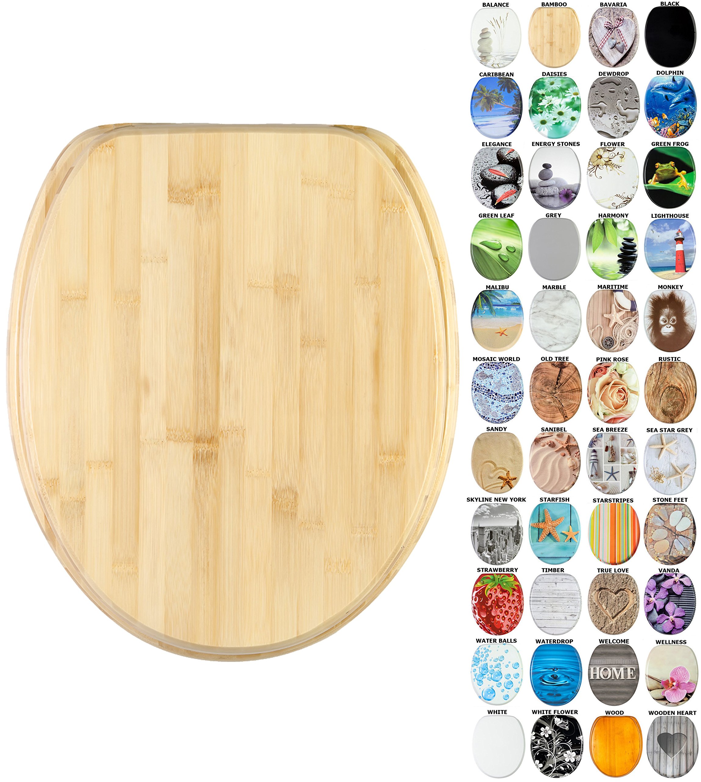 Sanilo Toilet Seat, Stable Hinges, Easy to Mount, Wooden Toilet Seat Bamboo — image 1