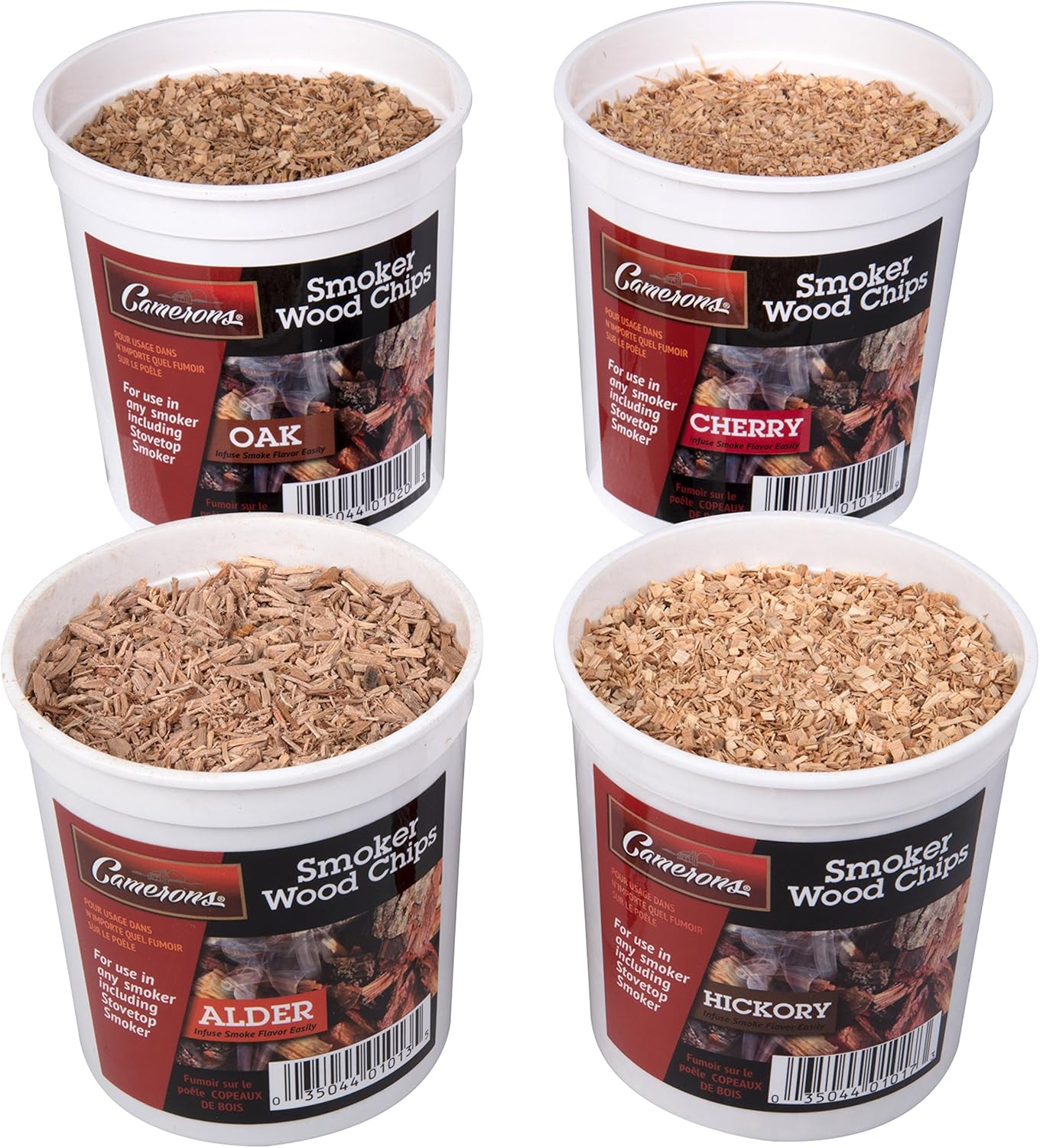 Oak, Cherry, Hickory, and Alder Wood Smoking Chips- 4 Pints (0.473176 L) Wood Smoker Shavings Value Pack- Resealable Pints of Extra Fine Cut Sawdust - Perfect for Smoking Guns, Smokers, Smoke Boxes : Cameron Stove Top Chips : Garden & Outdoor
