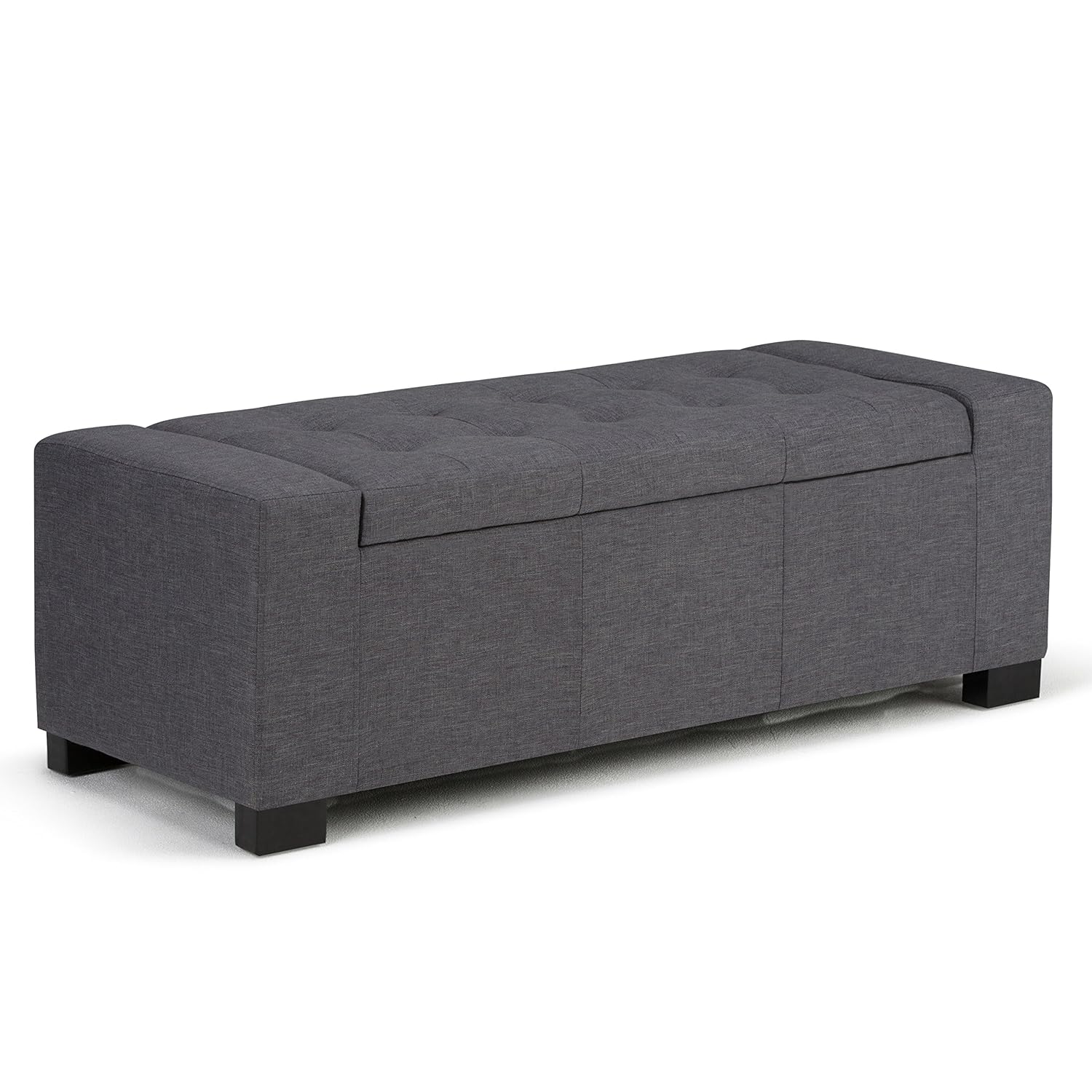 Simpli Home AXCOT-231-GL Laredo 51 inch Wide ContemporaryStorage Ottoman in Slate Grey Linen Look Fabric