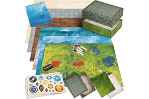 10 DND Game Mats and a lot More - Includes 6 Dungeons & Dragons Board Game Battle Maps (1" Hex Grid), Huge Size 22x26-4 3D Battle Arenas, 140+ Reusable Stickers, 4 Markers & Eraser, by EverGame