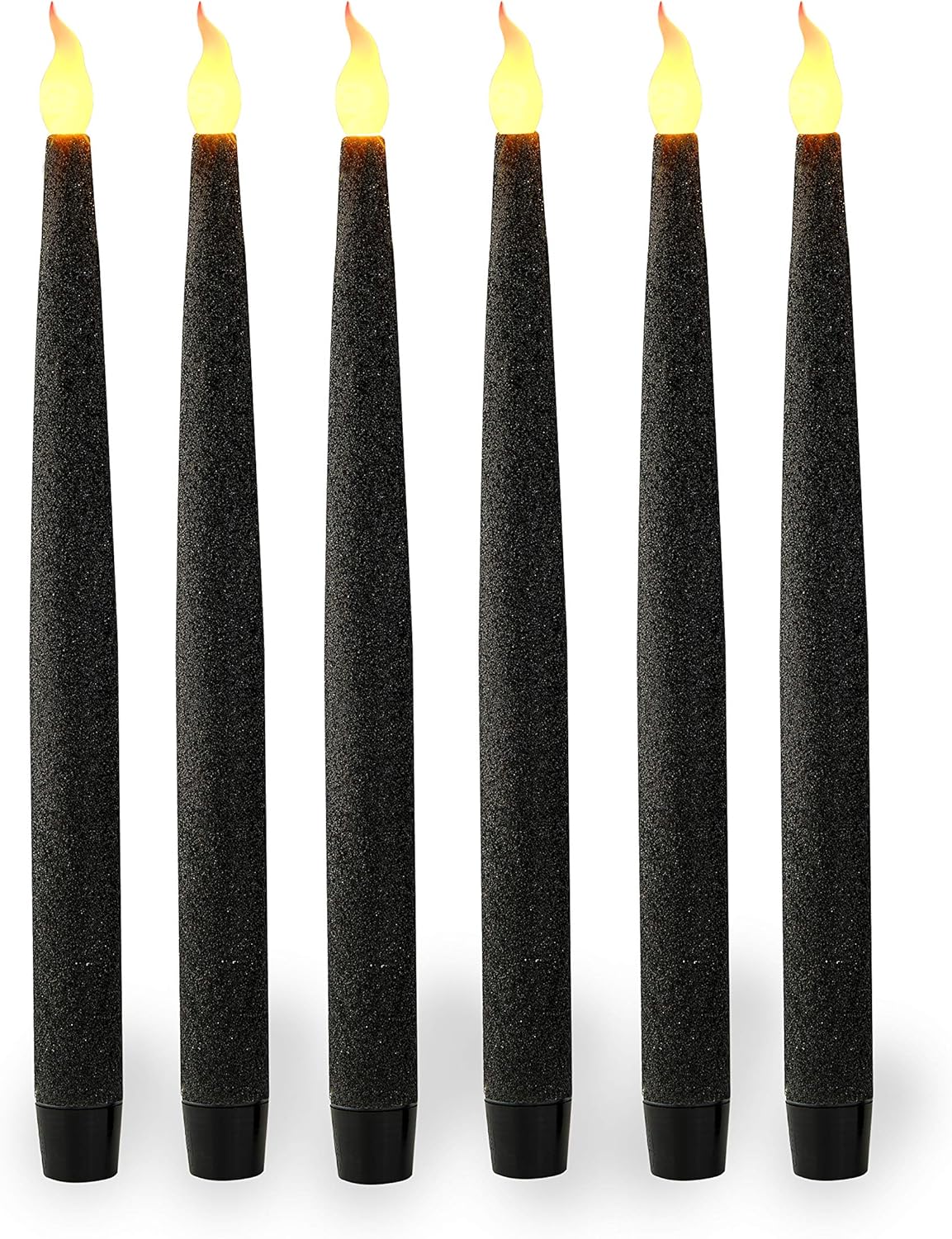 Furora LIGHTING Black LED Taper Candles, Window Candles, Candle Lights, Long Candles, Battery Powered Candles, Electric Candles Window Lights with 6 Hour Timer Function: Home Improvement