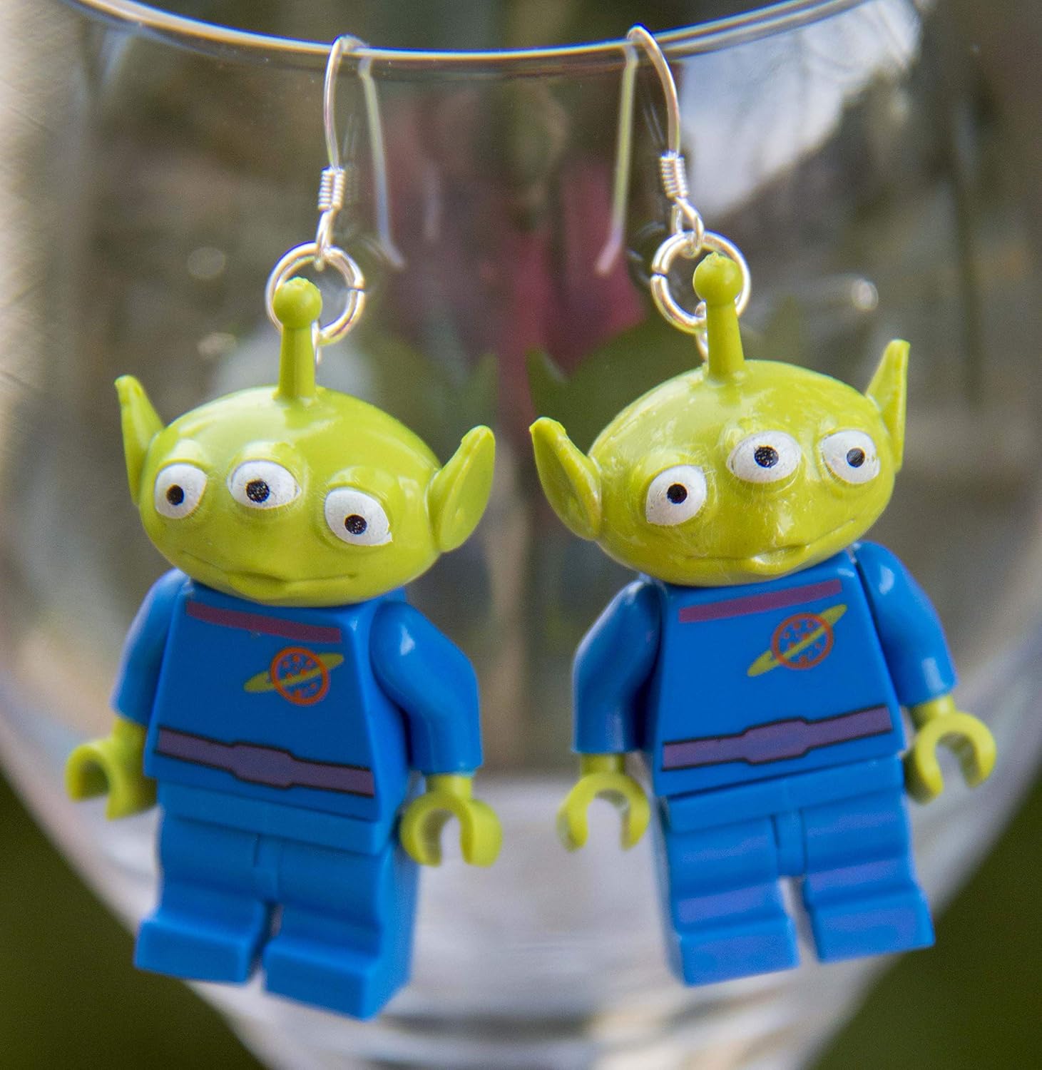Toy Story Alien Earrings w Sterling Silver Hooks Handmade