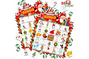 JOYIN 30 Players Christmas Bingo Cards Family Holiday Winter Party Games for Kids Adults