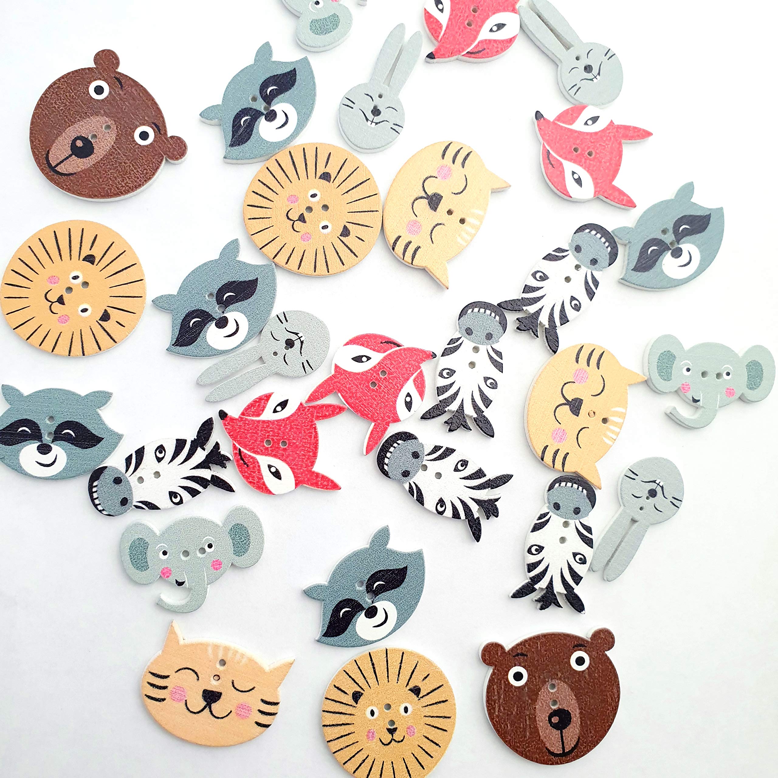 MajorCrafts® 100pcs Mixed Animal Theme 2 Holes Sewing Wood Buttons Craft Embellishments