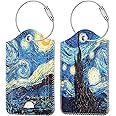 Fintie Luggage Tags, Privacy Cover ID Label with Stainless Steel Loop and Address Card for Travel Bag Suitcase - Starry Night (2 Piece)