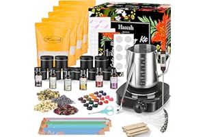 HACCAH Complete Candle Making Kit with Wax Melter, Making Supplies,DIY Arts&Crafts Gift for Kids,Beginners,Adults,Including 500w Electronic Stove,Wicks,Rich Scents,Dyes,Melting Pot,Candle tins