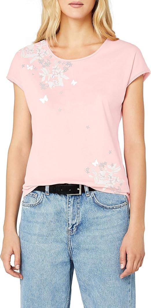 edc by ESPRIT Damen 048CC1K099 TShirt, Mehrfarbig (Light Pink 690