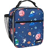 opux Premium Insulated Lunch Box, Soft School Lunch Bag for Kids Boys Girls, Leakproof Small Lunch Pail Men Women Work, Reusable Compact Cooler Tote Lunchbox for Office, Space Astronaut