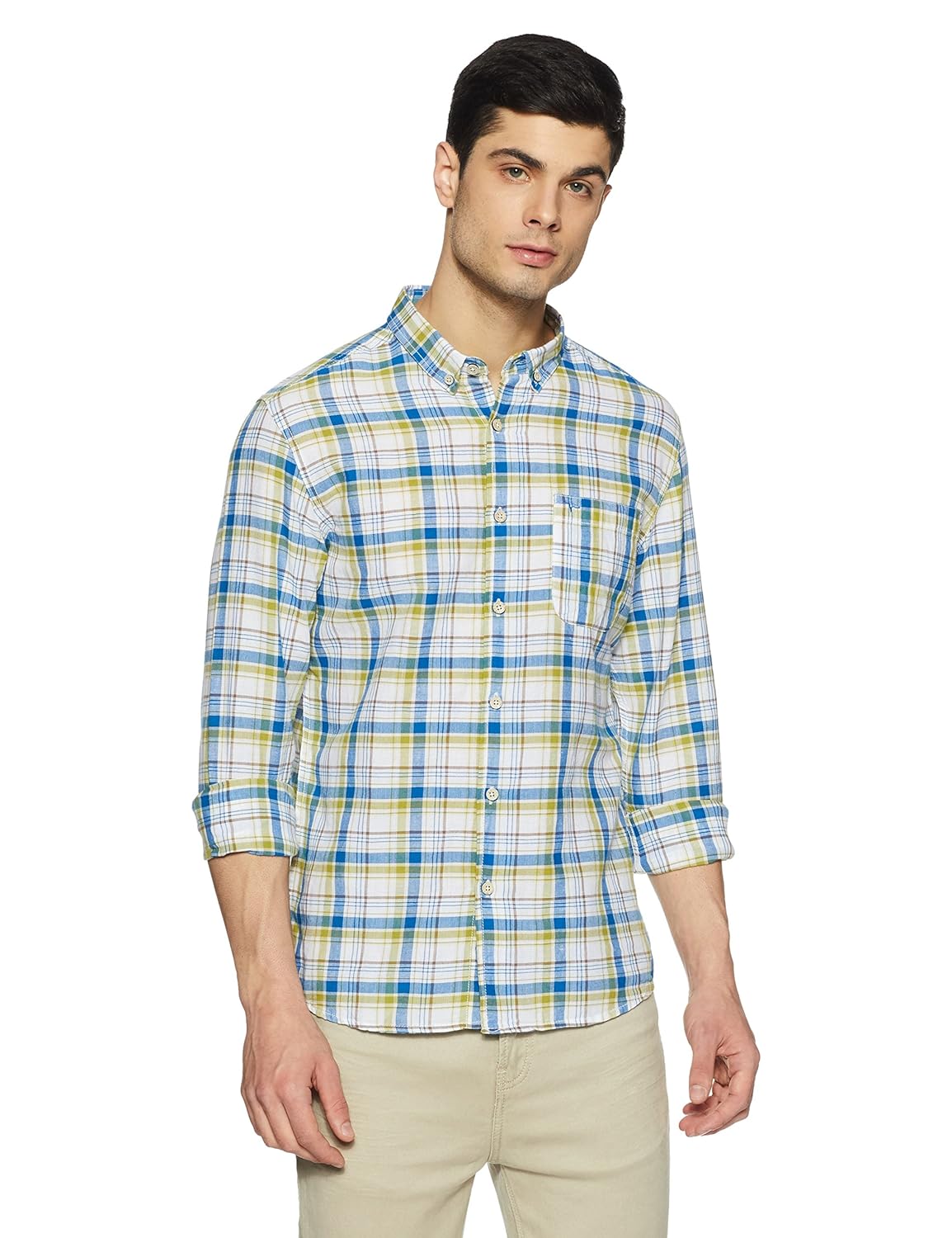 flying machine men's checkered slim fit casual shirt