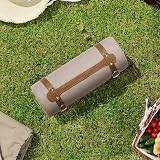 VonShef Picnic Blanket Beige Herringbone 147x180cm Waterproof Backing view 8
