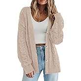 PRETTYGARDEN Womens Chunky Cardigan Sweaters 2025 Fall Oversized Cable Knit Long Sleeve Open Front Cardigans Winter Clothing