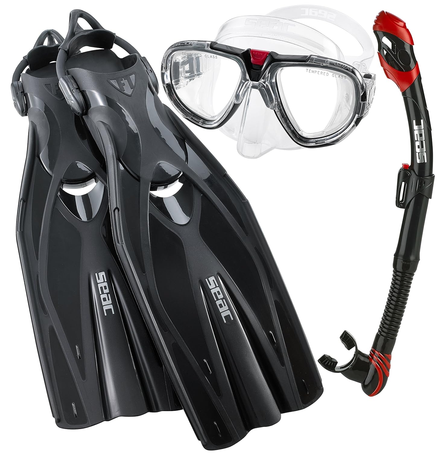 Scuba Diving Gear Seac Pro Dive Mask Fin Snorkel Set Outdoor Recreation