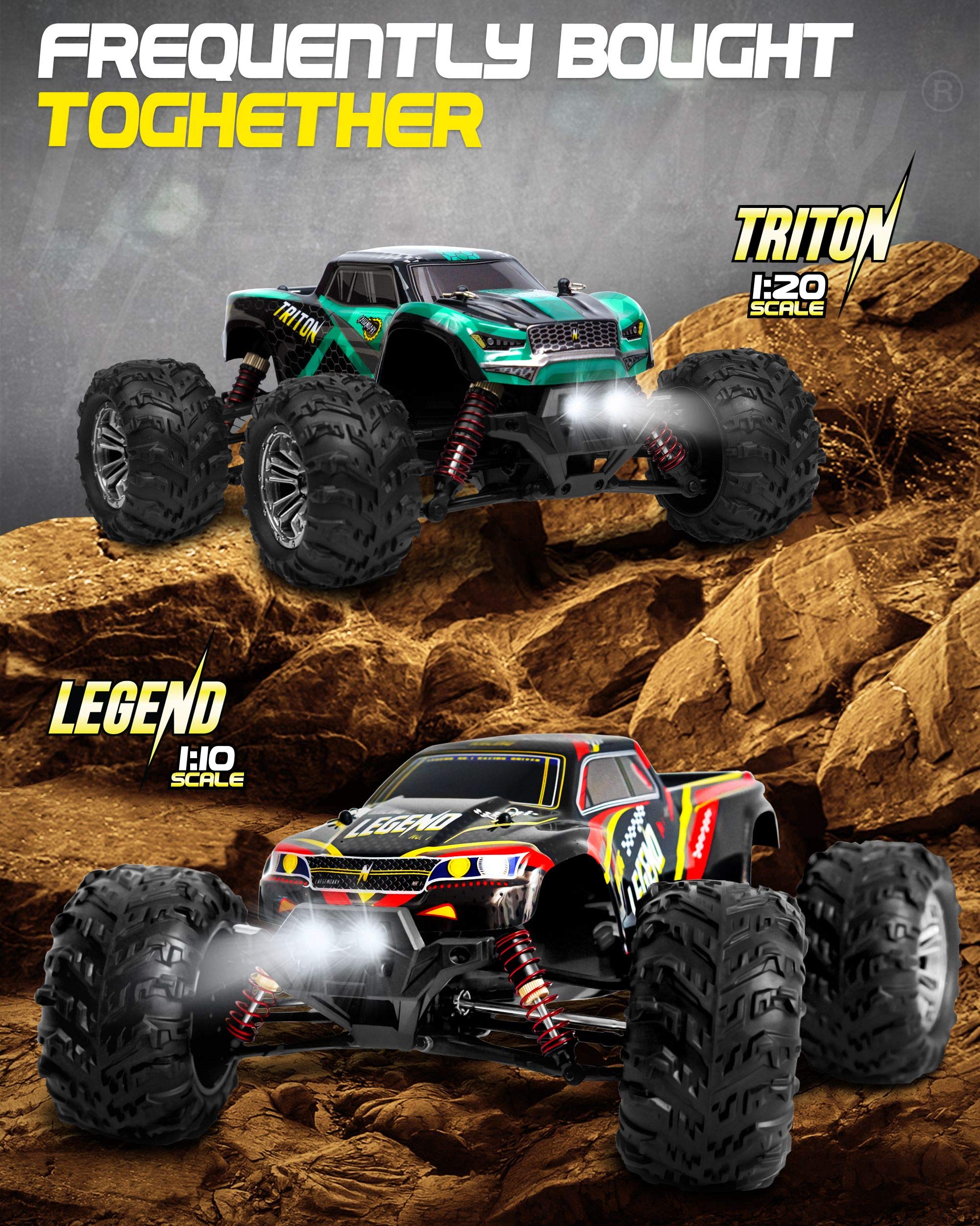 1:20 Scale RC Cars 30+ kmh High Speed - Boys Remote Control Car 4x4 Off Road Monster Truck Electric - 4WD All Terrain Waterproof Toys Trucks for Kids and Adults - 2 Batteries for 40+ Min Play Time