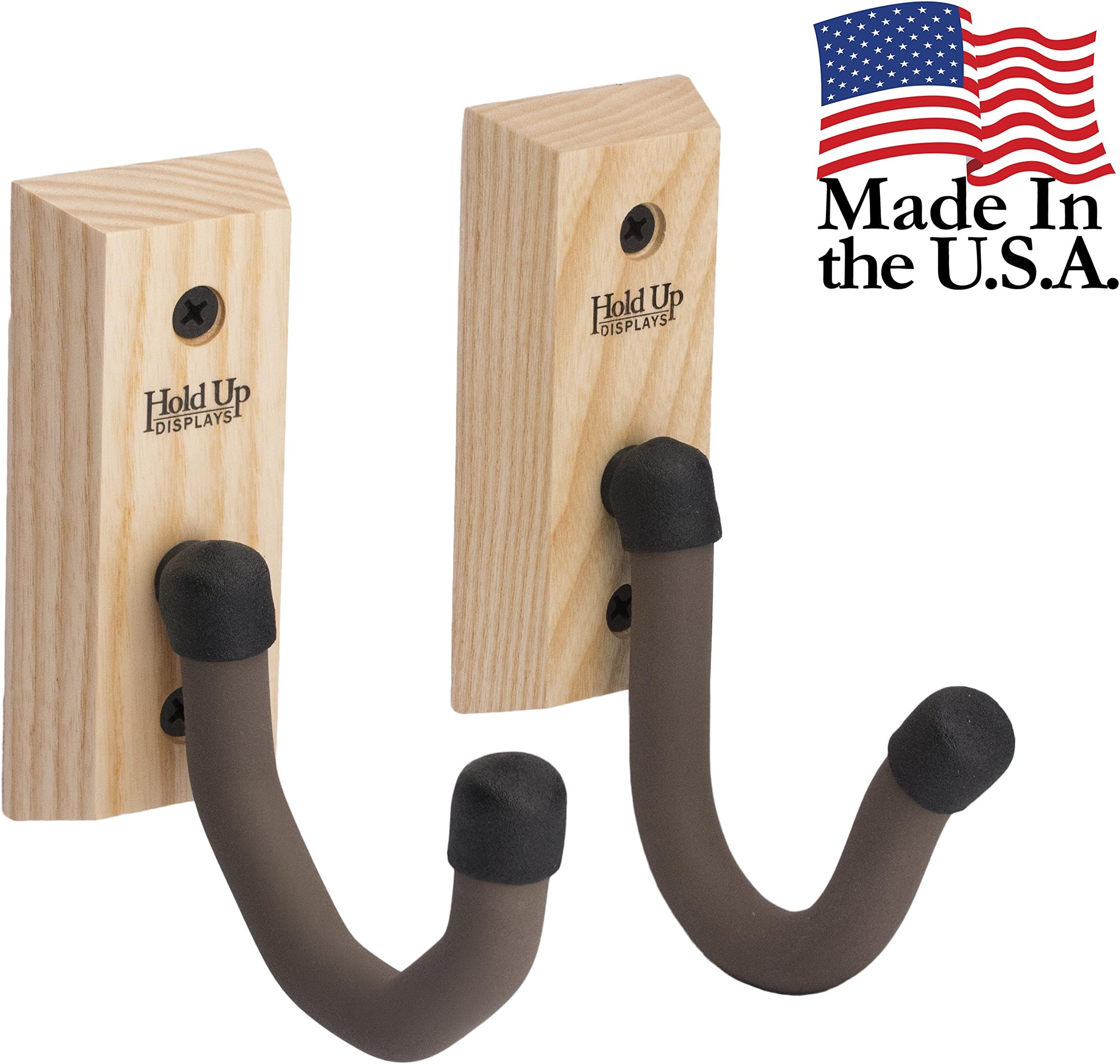 Hold Up Displays - Horizontal Gun Rack and Shotgun Hooks Store Any Rifle Shotgun and Bow - Real Hardwood Harvested in Wisconsin - Made in USA