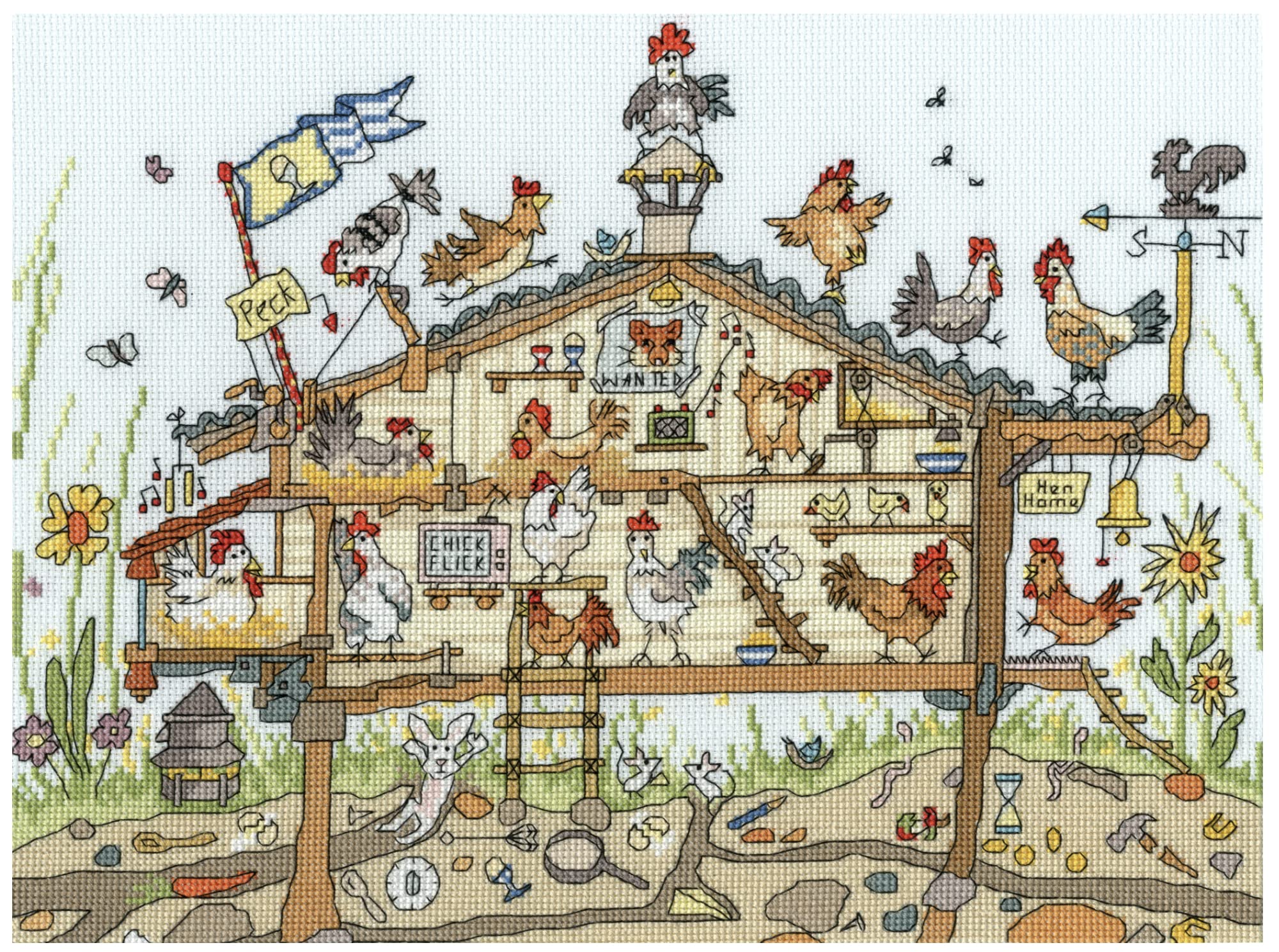 Bothy Threads Cross Stitch Kit - Cut Thru' Hen Home