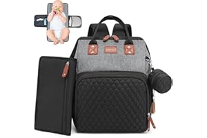 ROSEGIN Baby Bag for Girl Boy - Diaper Bag Backpack with Changing Pad, Pacifier Case, Diaper Backpack for Toddler, Travel Cute Diaper Bag for Mom Dad, 30L Large Capacity, Black Gray